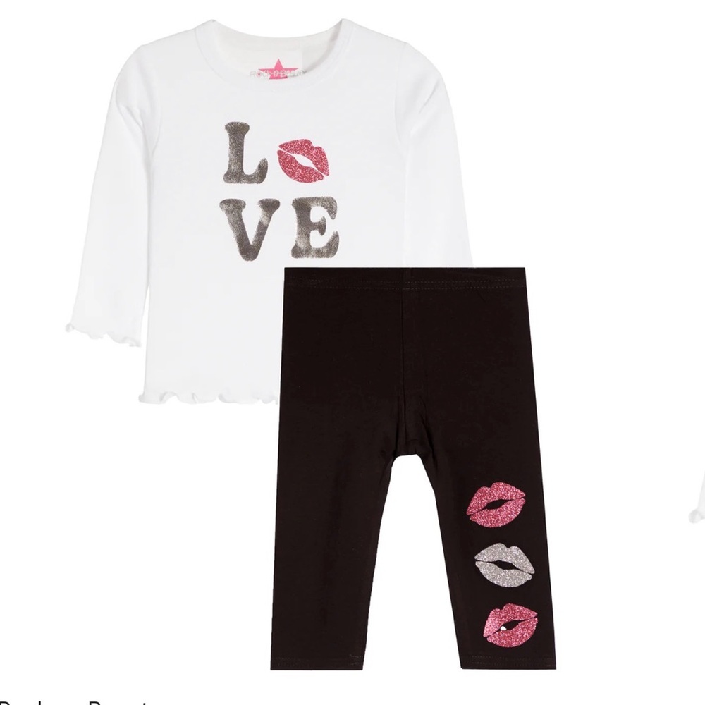 Kids Love Print Matching Set - White and Black